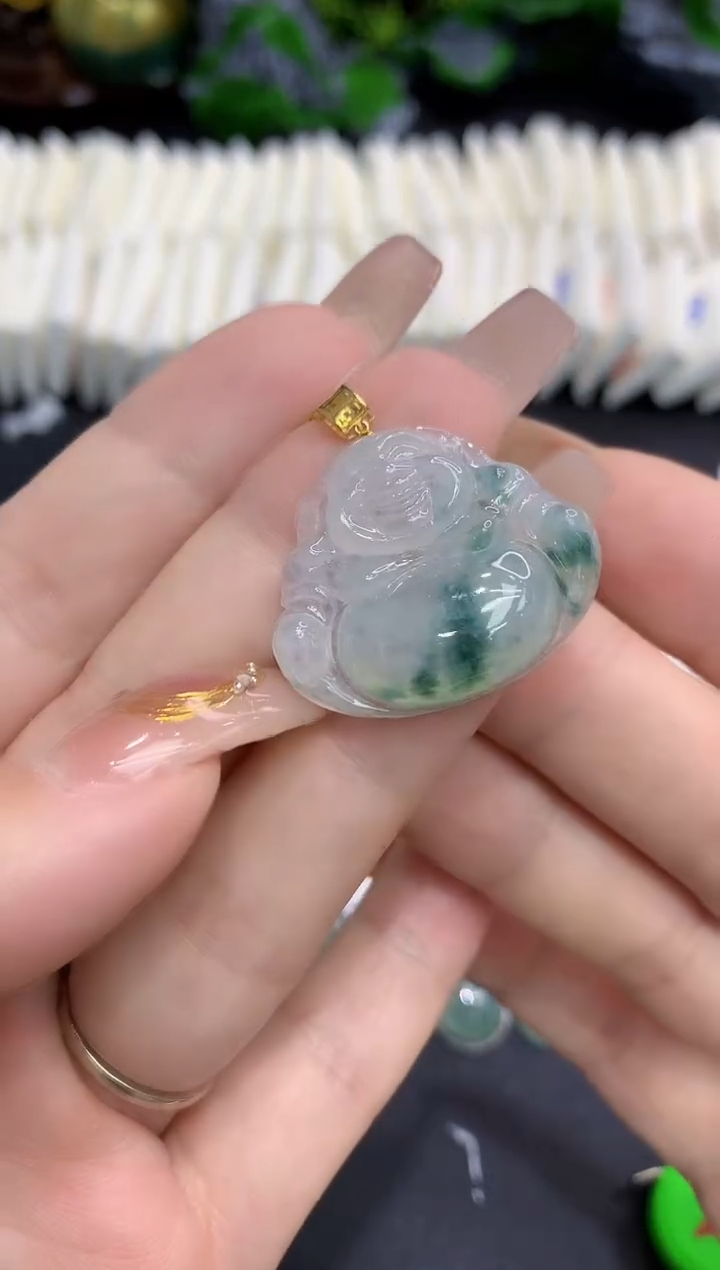 翡翠18K金镶嵌吊坠(不含链)11111