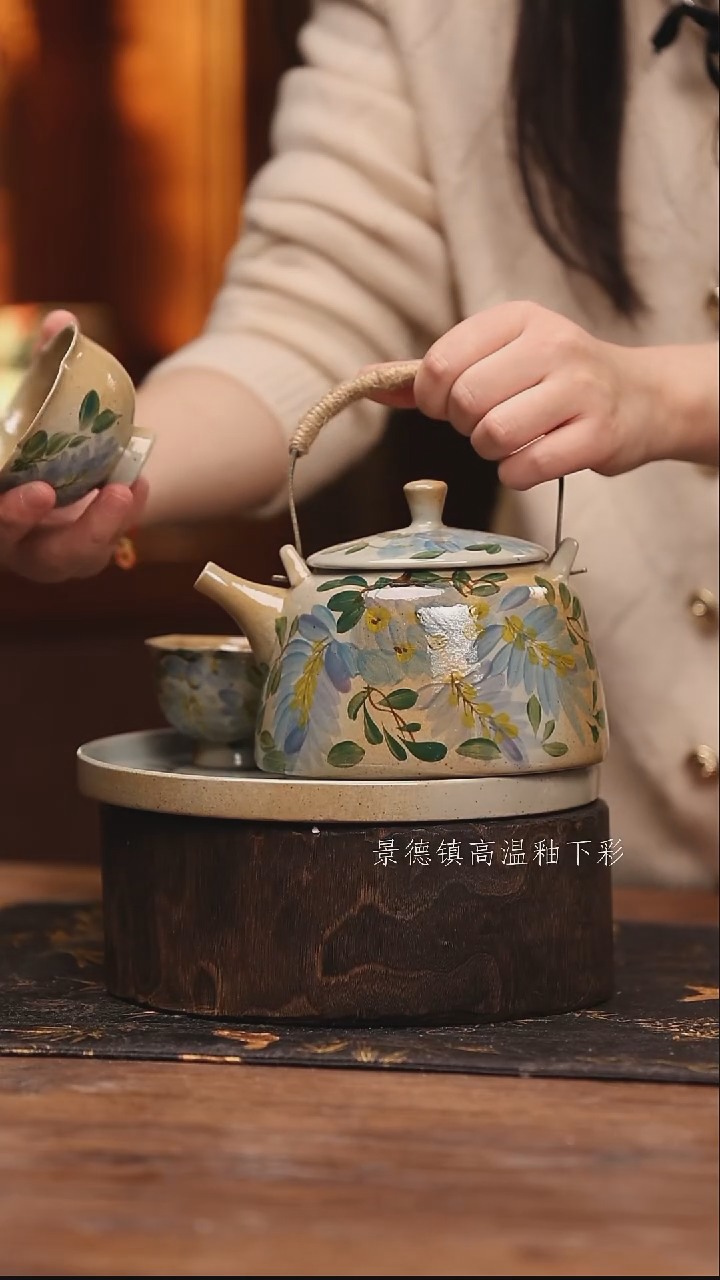 陶瓷景德镇高温釉下手绘陶瓷@L797@