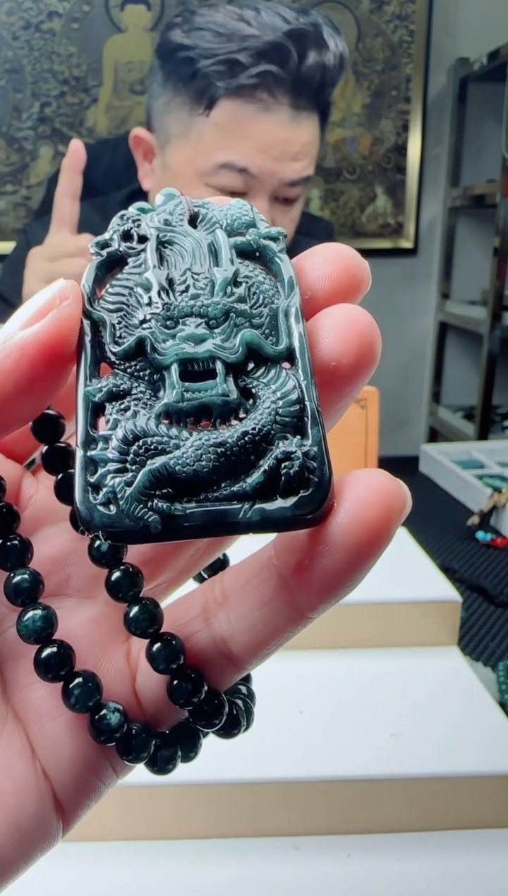 【闪购商品】翡翠颈饰未镶嵌多样性发货一件发货镂空龙牌配珠链