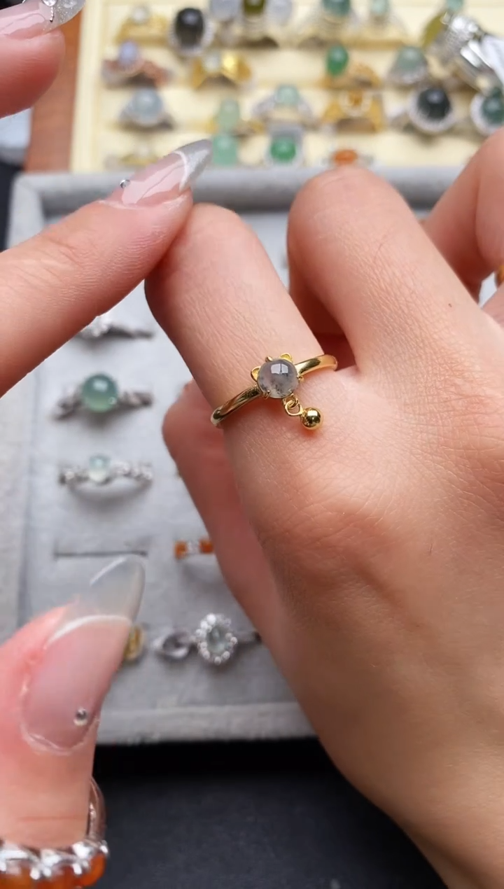 【闪购商品】翡翠戒指银S925镶嵌4444444+8