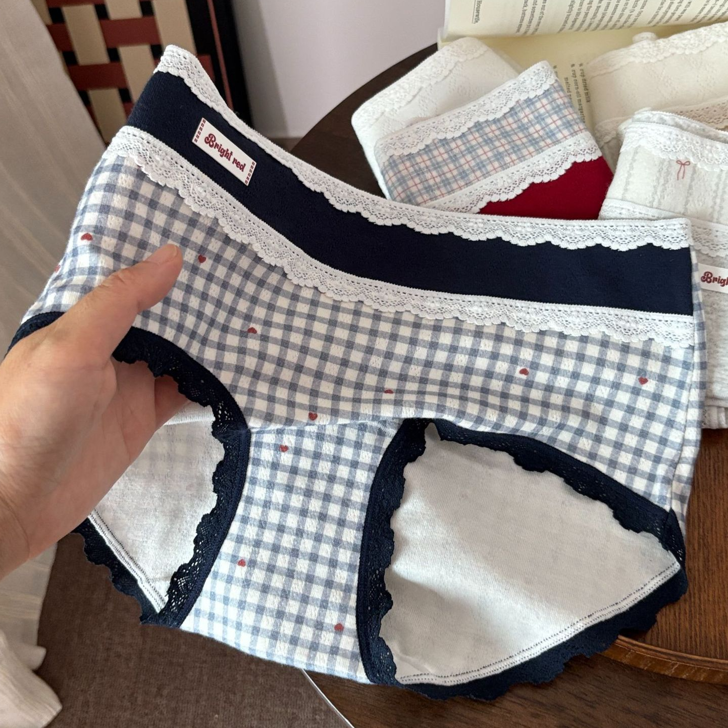 清货！【上上签】英伦复古风拼接撞色纯棉包臀中腰10A抑菌女士三角裤