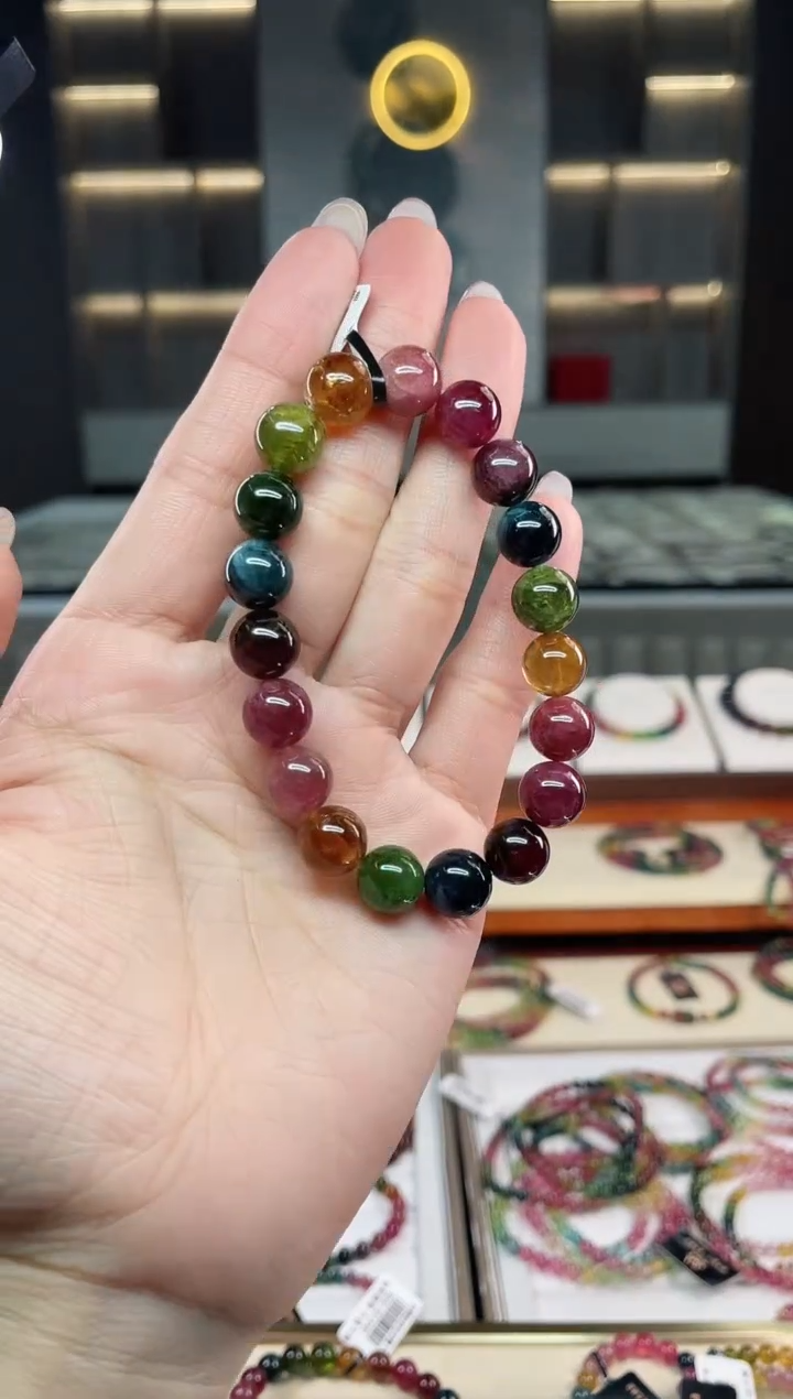 未镶嵌老矿碧玺彩虹单圈手串10mm+碧玺（多样性发一条）T