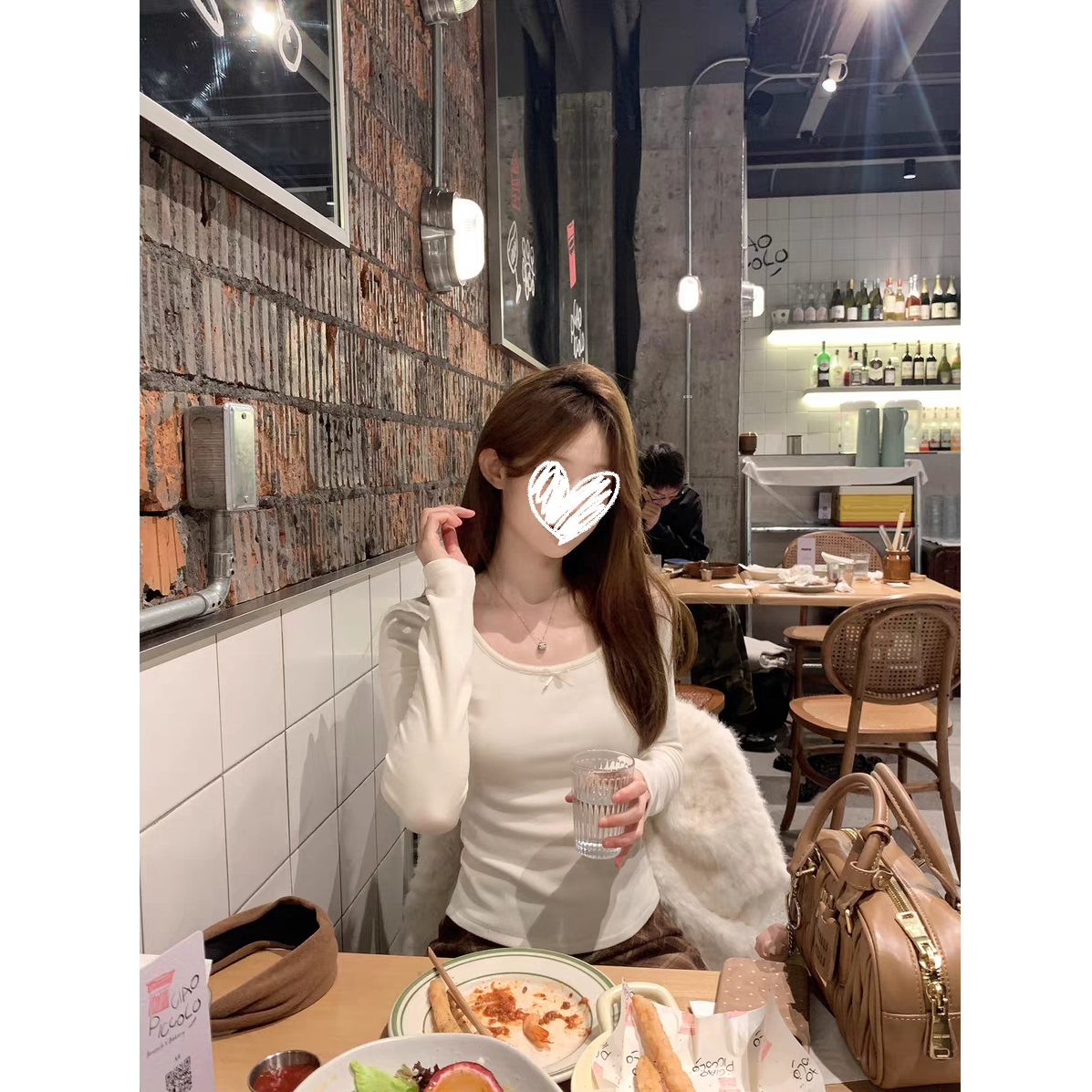 纯欲又温柔小U领上衣蝴蝶结打底T高弹百搭新款内搭#Y8976