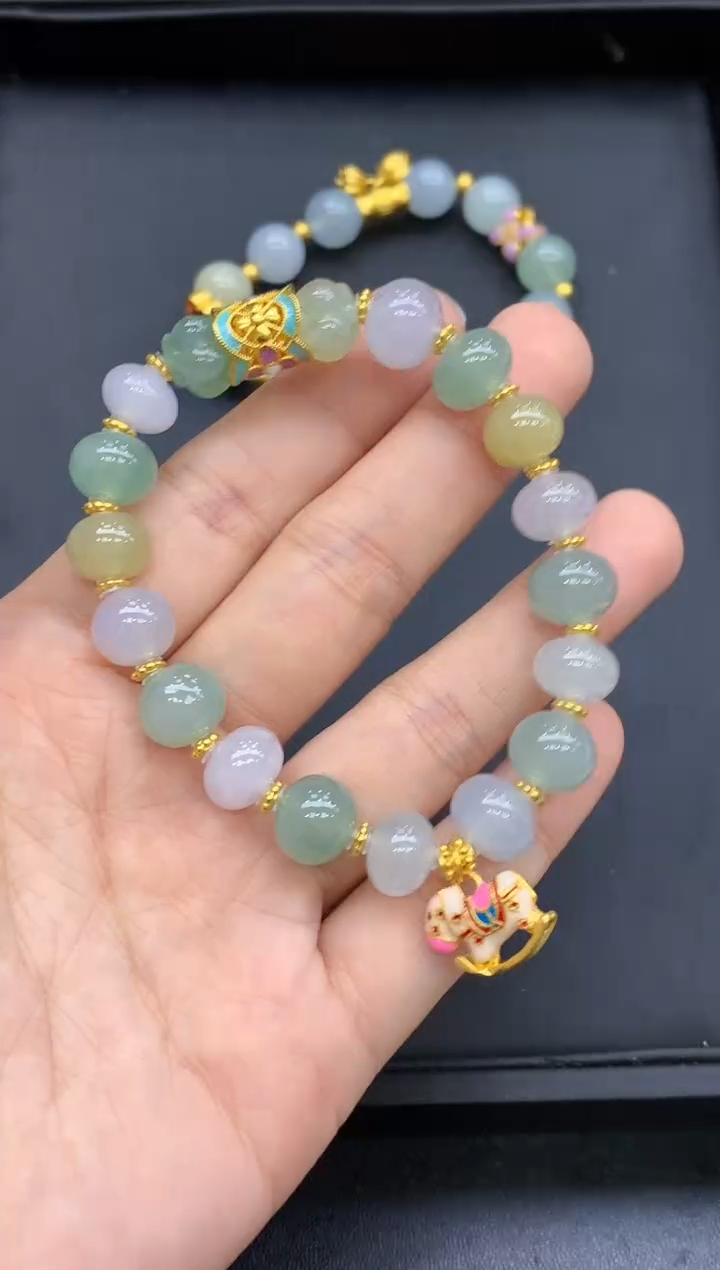 足金镶嵌手链翡翠499-中国好珍宝