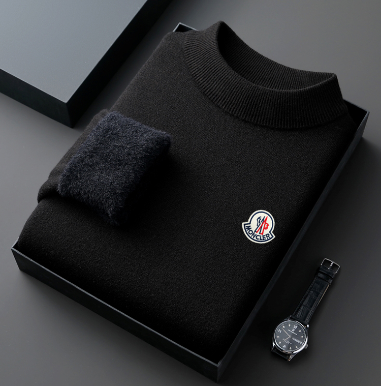 【奥莱撤柜】一体羊毛衫男士加绒针织衫秋冬保暖毛衣半高领打底衫潮