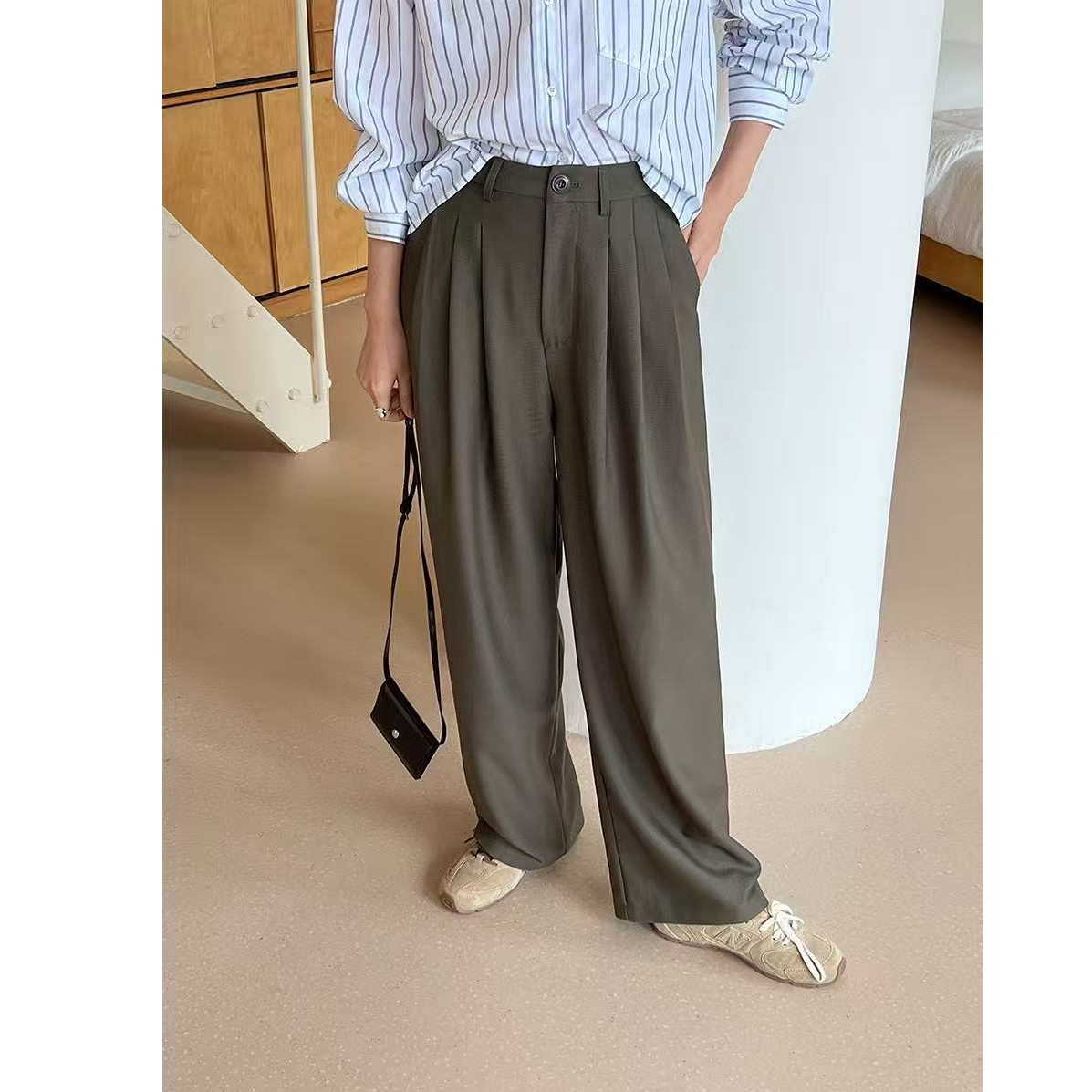 十三行ALLO FU-冬季福秒百搭宽松休闲直筒裤#3589