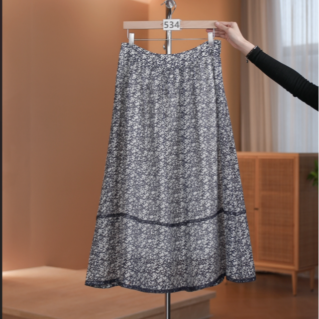 【534】蓝花文艺风连衣裙