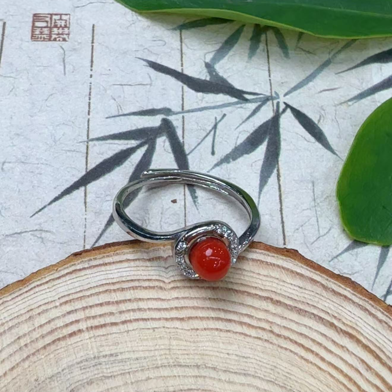 【中展红珊瑚】天然红珊瑚戒指 多样性发一