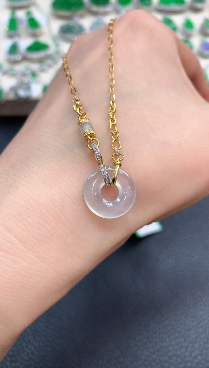 【闪购商品】翡翠项链18K金镶嵌b86