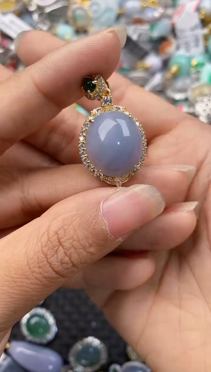 银S925镶嵌戒指翡翠666----7