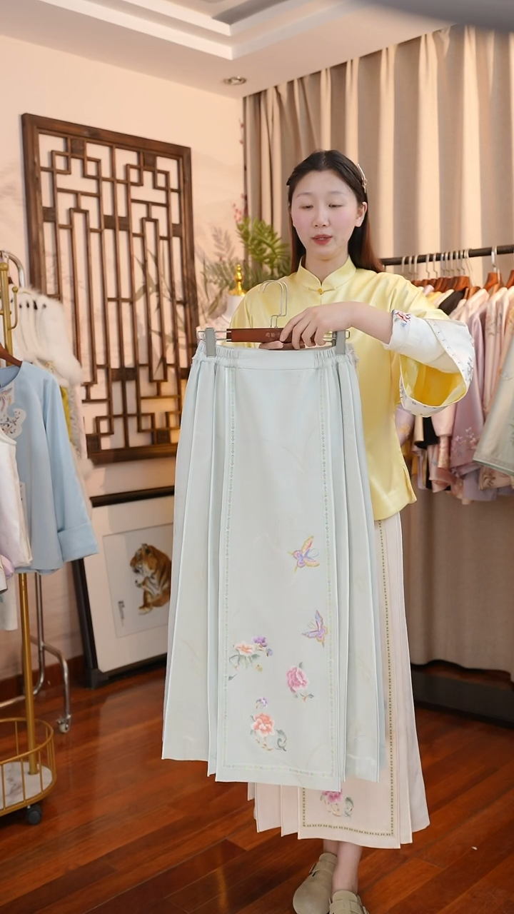 【闪购商品】刺绣苏绣非遗服饰一物一件蓝色半裙