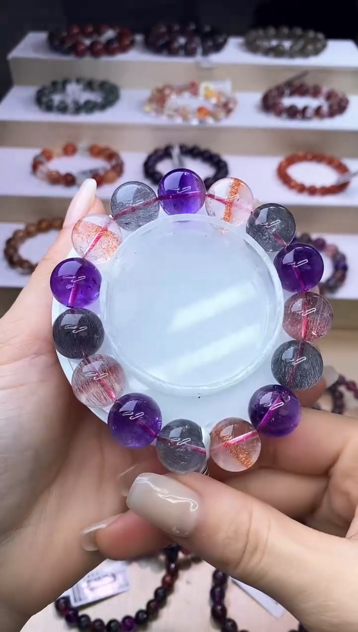 【闪购商品】水晶手链未镶嵌黑加仑超七单圈14m+