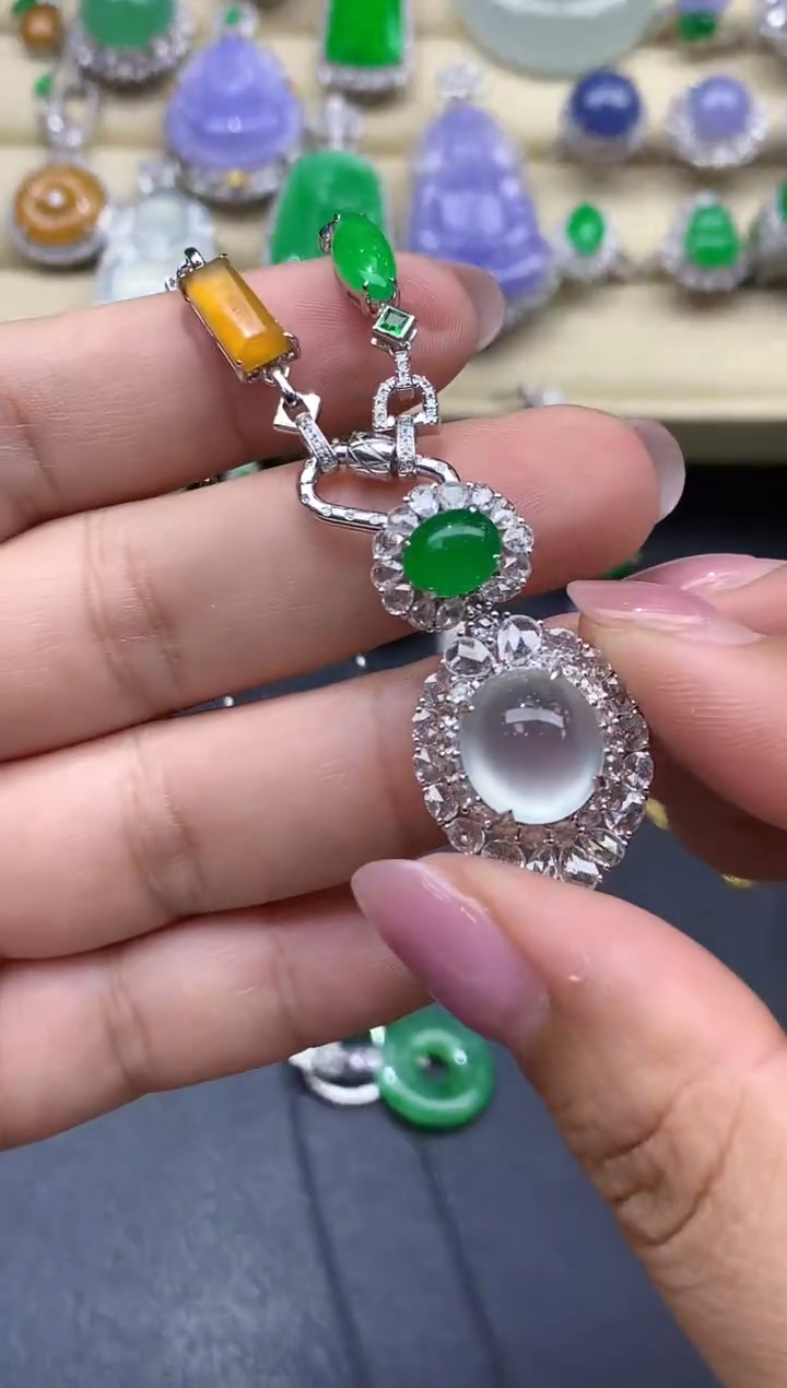 翡翠18K金镶嵌颈饰619-春日珠宝