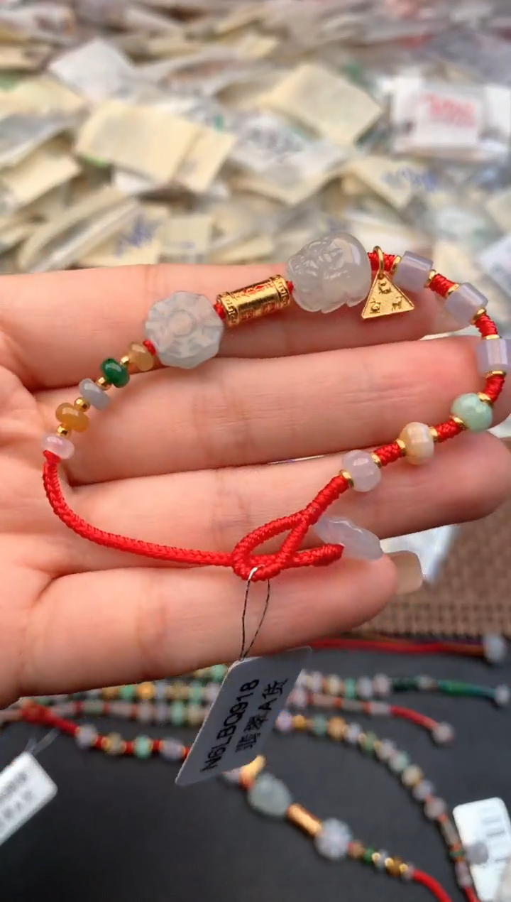 银S925镶嵌挂件翡翠一   三合猪羊兔 手围17