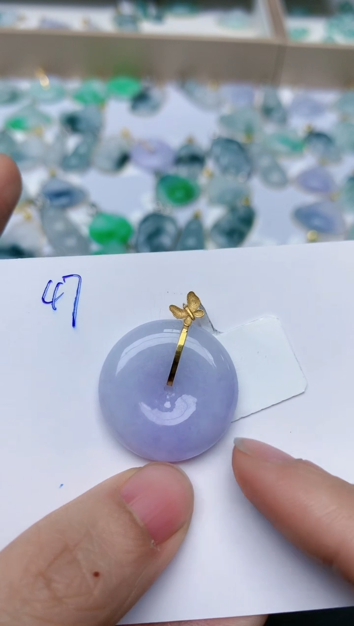 【闪购商品】翡翠颈饰18K金镶嵌天然翡翠A货    