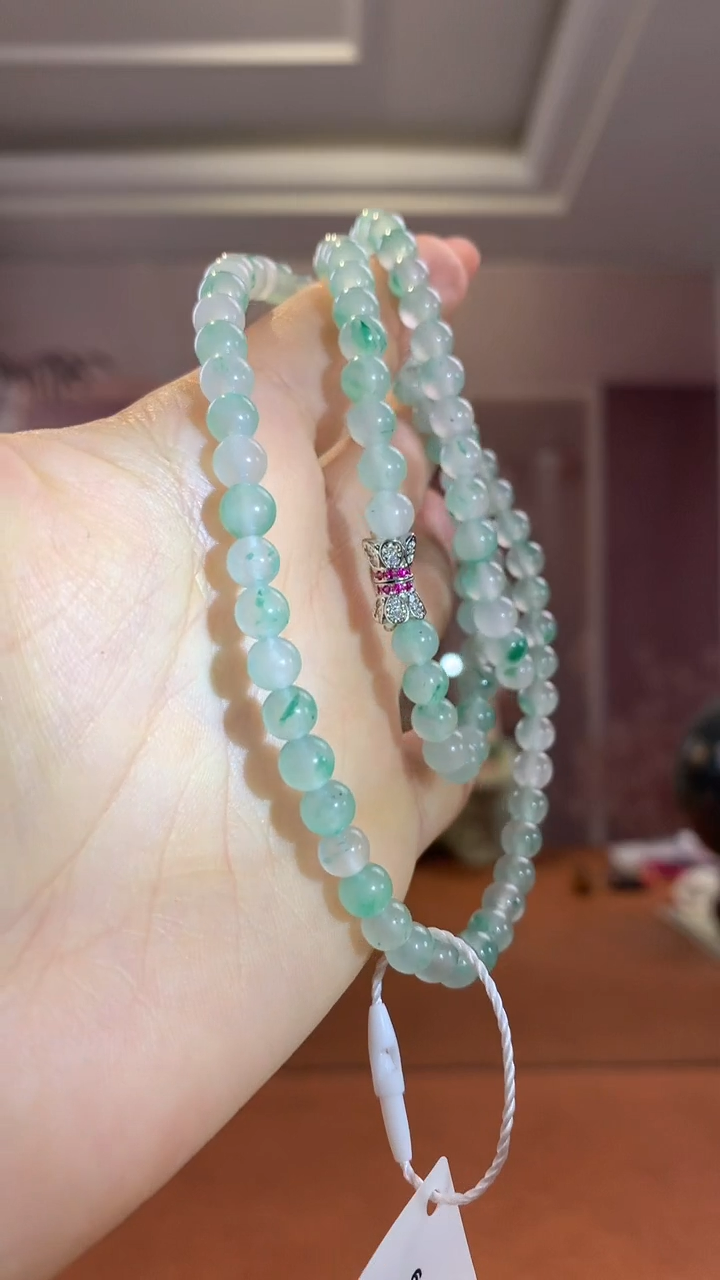 【闪购商品】石英质玉珠串未镶嵌独龙玉项链