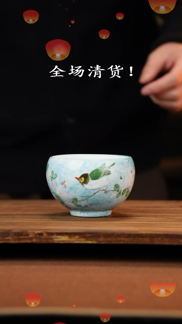 【闪购商品】杯手艺人手绘釉下彩异形器物