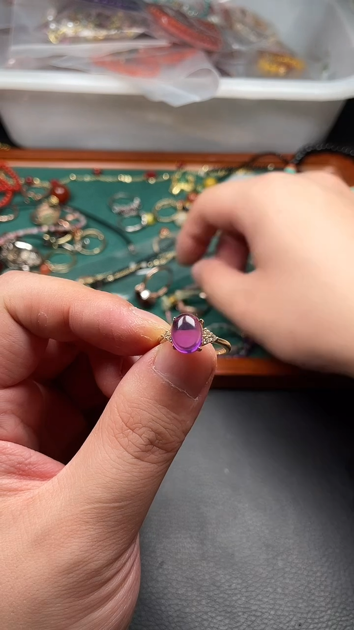 紫晶戒指未镶嵌多样性发货拍一发一