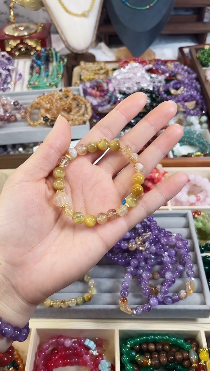 【闪购商品】玛瑙/玉髓手链未镶嵌小金霸黄塔金虎天然水晶