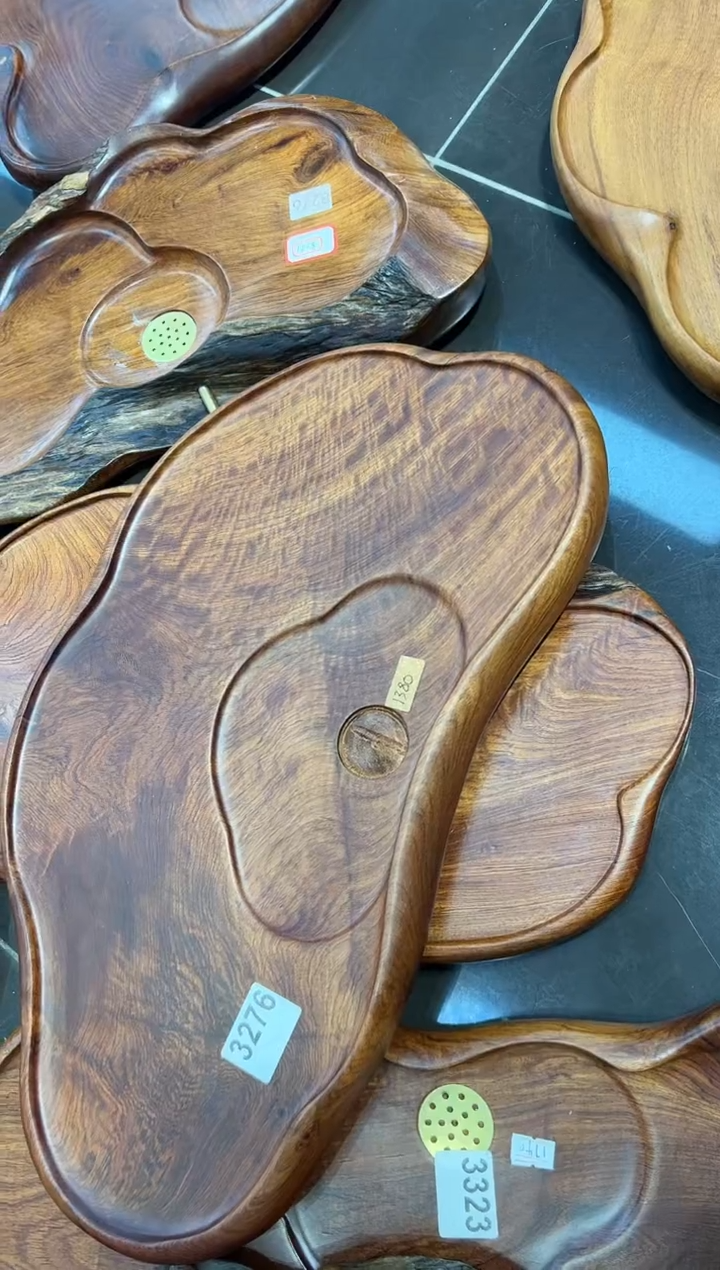 【闪购商品】大果紫檀（缅甸花梨）茶盘3276