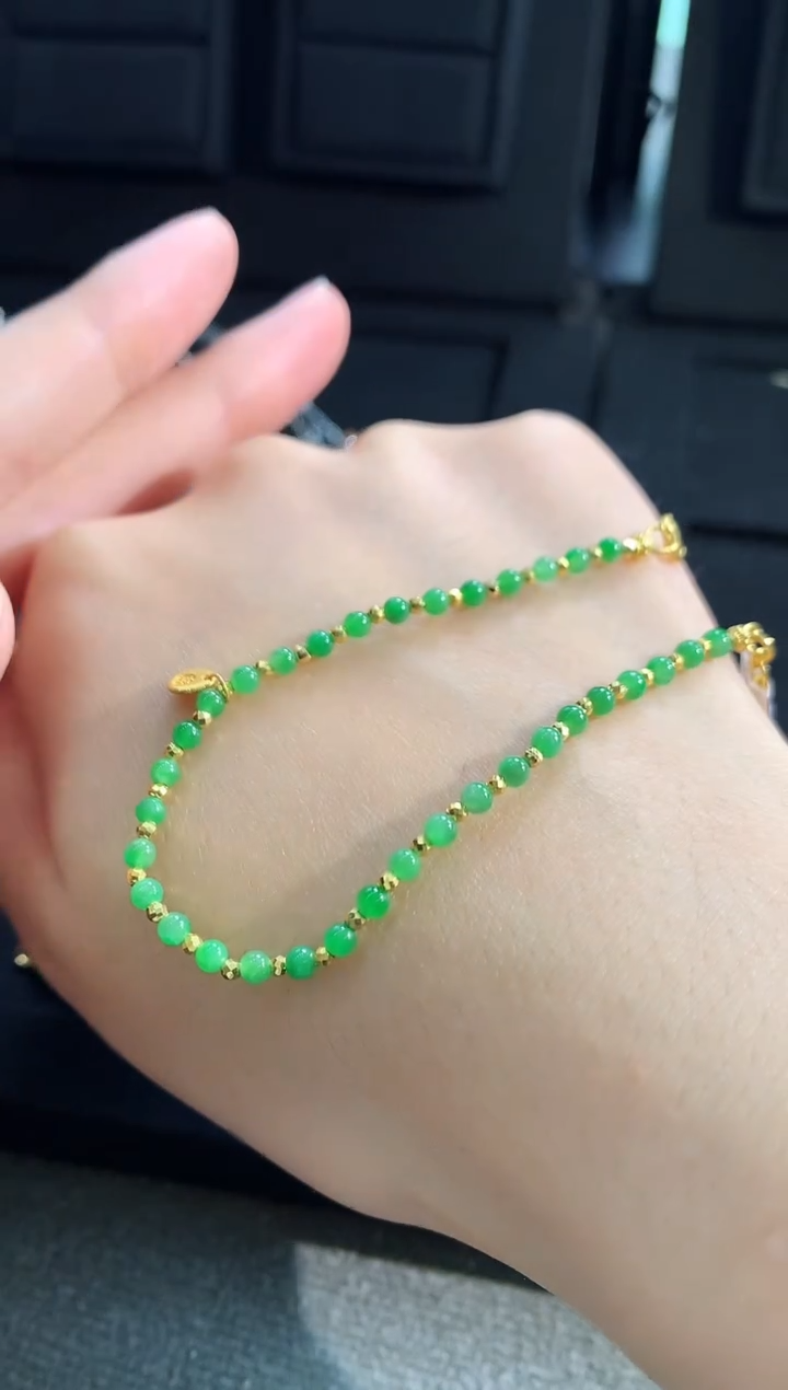 【闪购商品】翡翠手链18K金镶嵌手饰