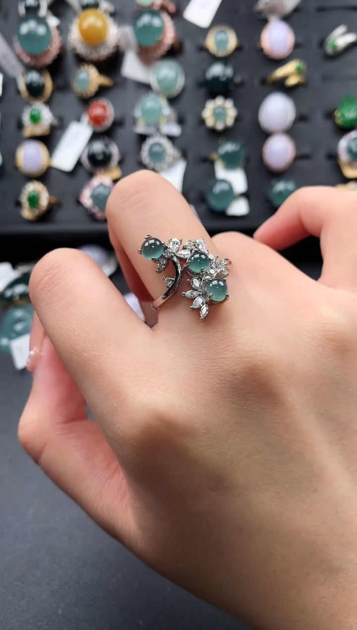 【闪购商品】翡翠戒指银S925镶嵌52141