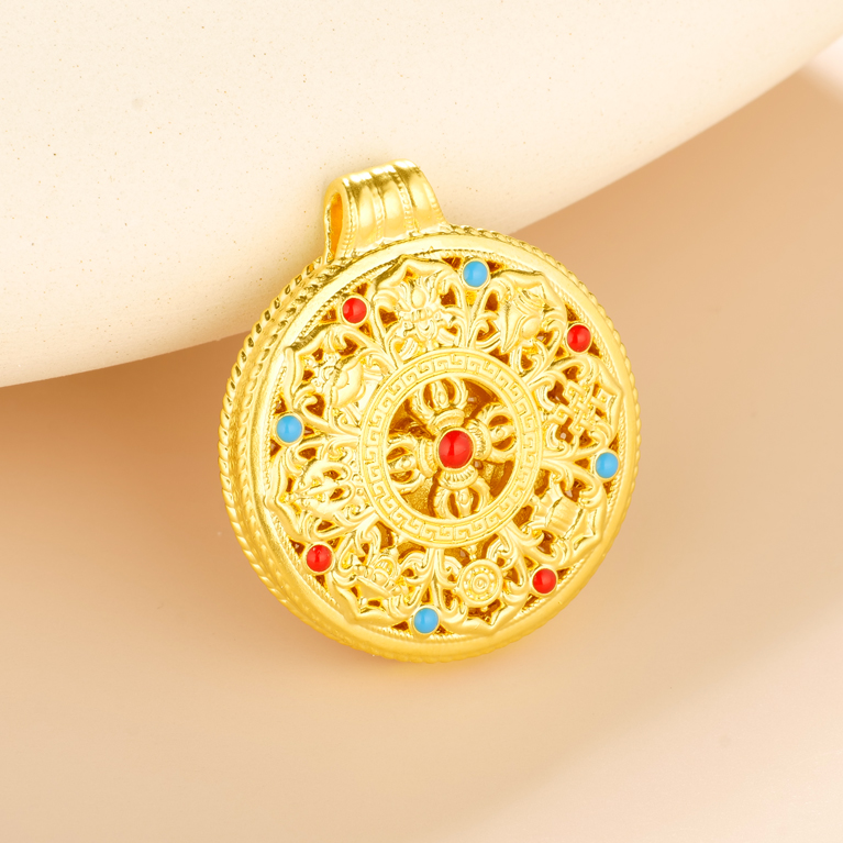 【夏夏专享】足金999饰品 八宝罗盘吊坠 GP 3.73