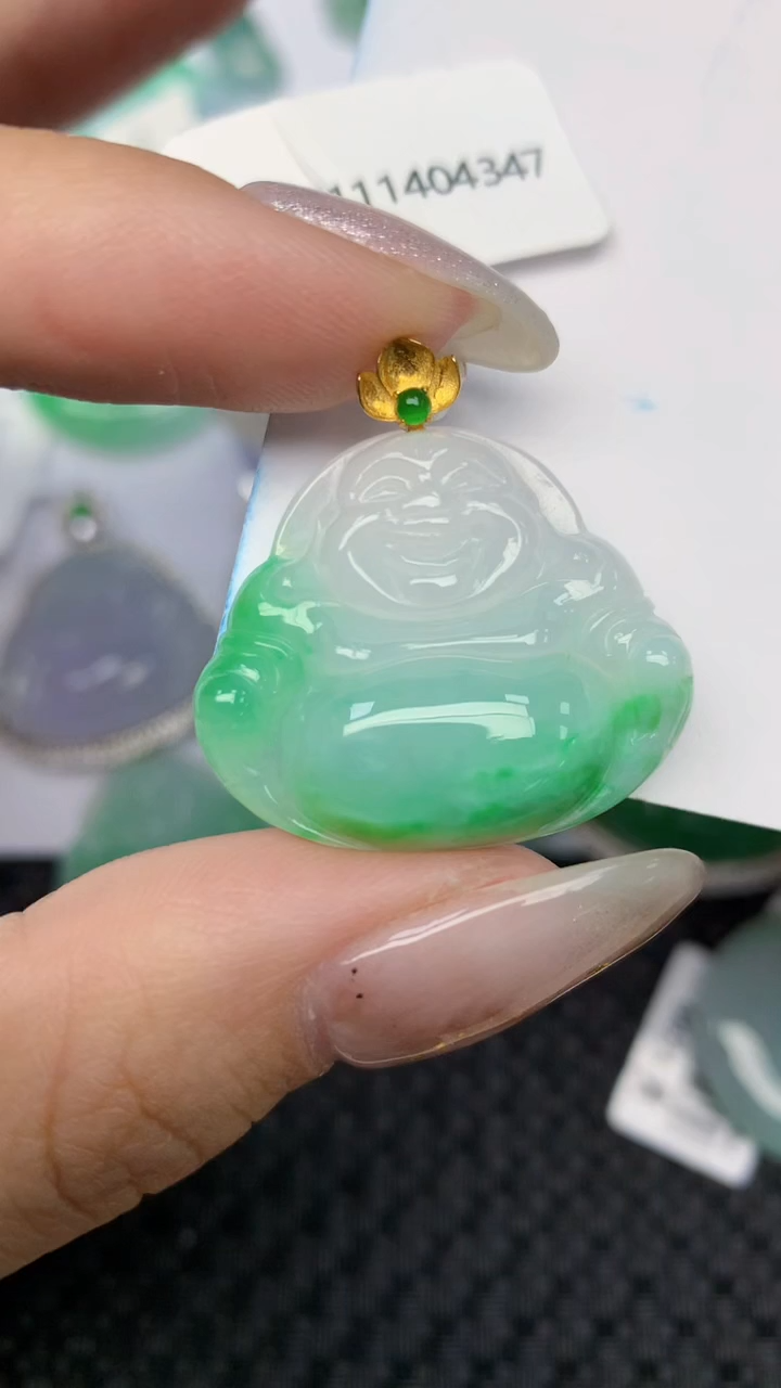 颈饰18K金镶嵌翡翠天然缅甸翡翠a货百元以上9元证书费自理