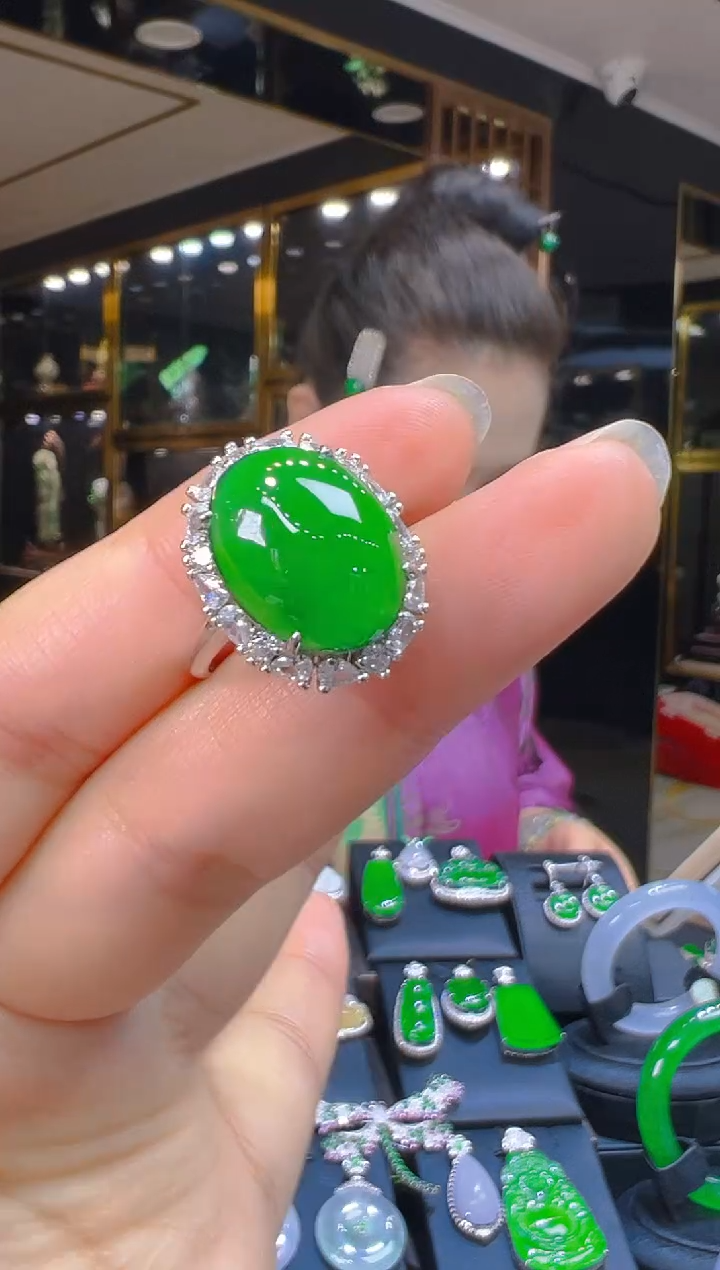 翡翠戒指银S925镶嵌062（多样性发其一）