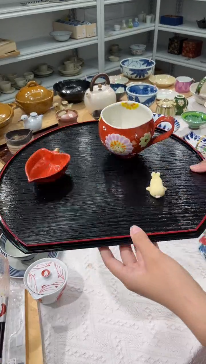 瓷片小**子孤品 紫樱茶碗