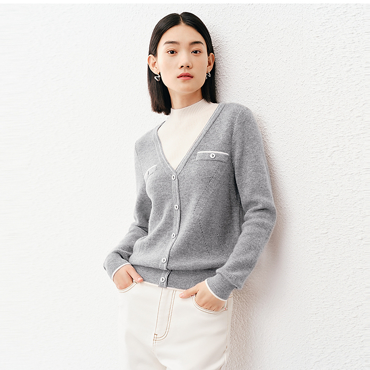 【CADIDL】冬季新款拼接假两件羊毛衫针织