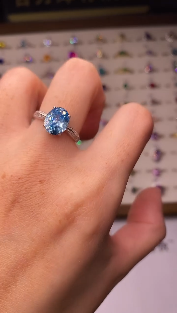 5克拉海蓝宝石（处理）欧美风戒指
