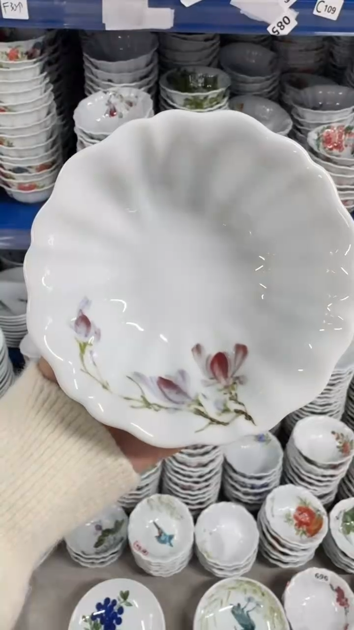 瓷片景德镇高温陶瓷食品级手绘釉中彩-花边碗