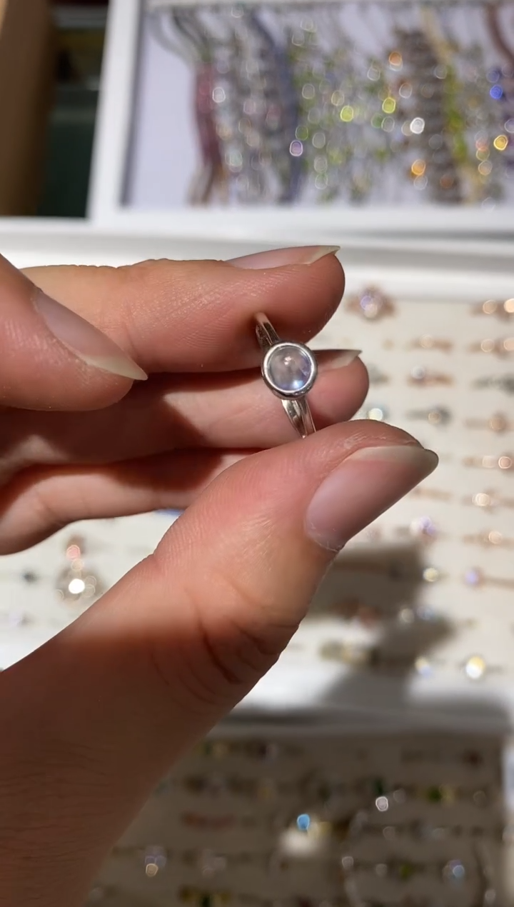 银S925镶嵌戒指月光石戒指