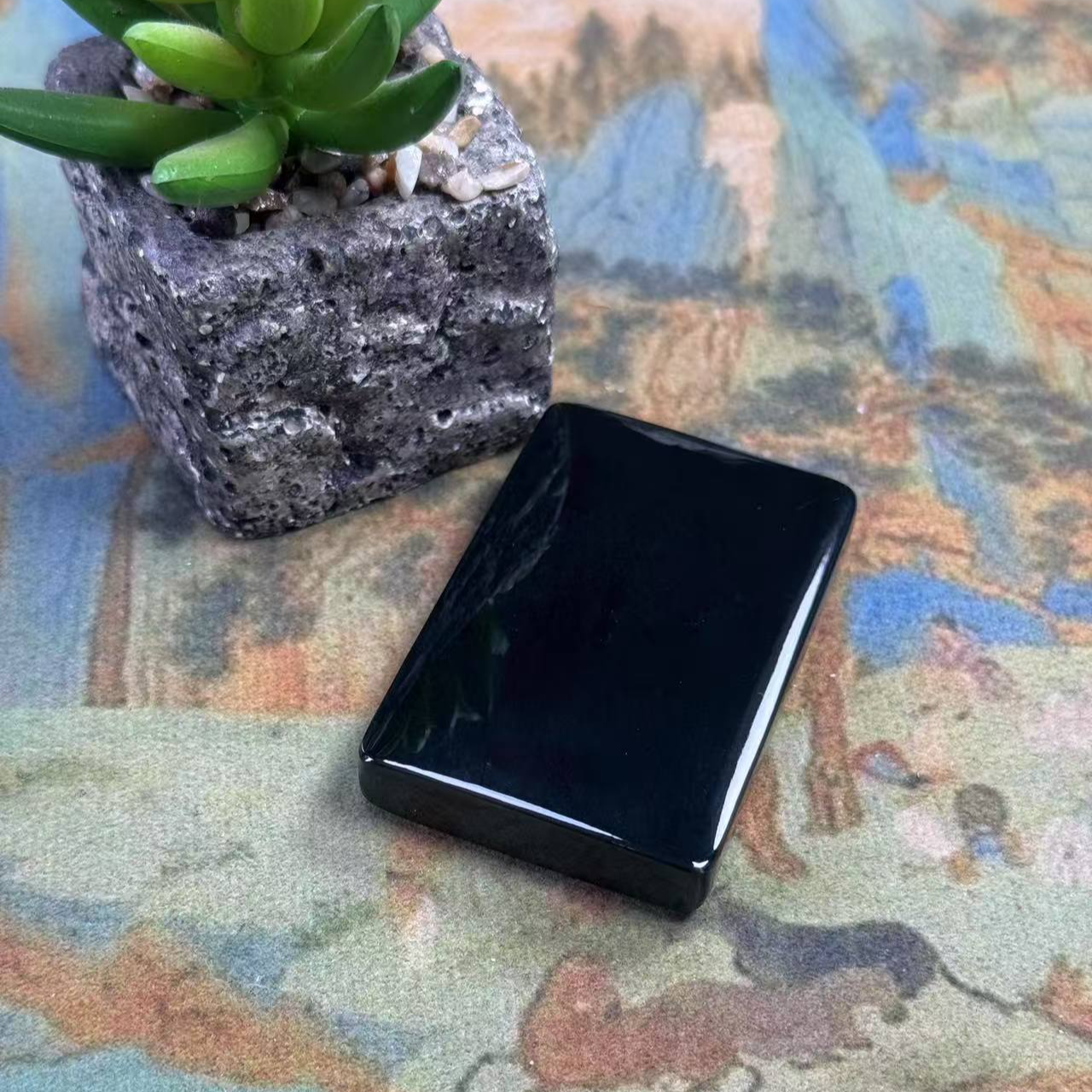 【旺宏珠宝】新疆和田玉黑油青461正装精美无事牌