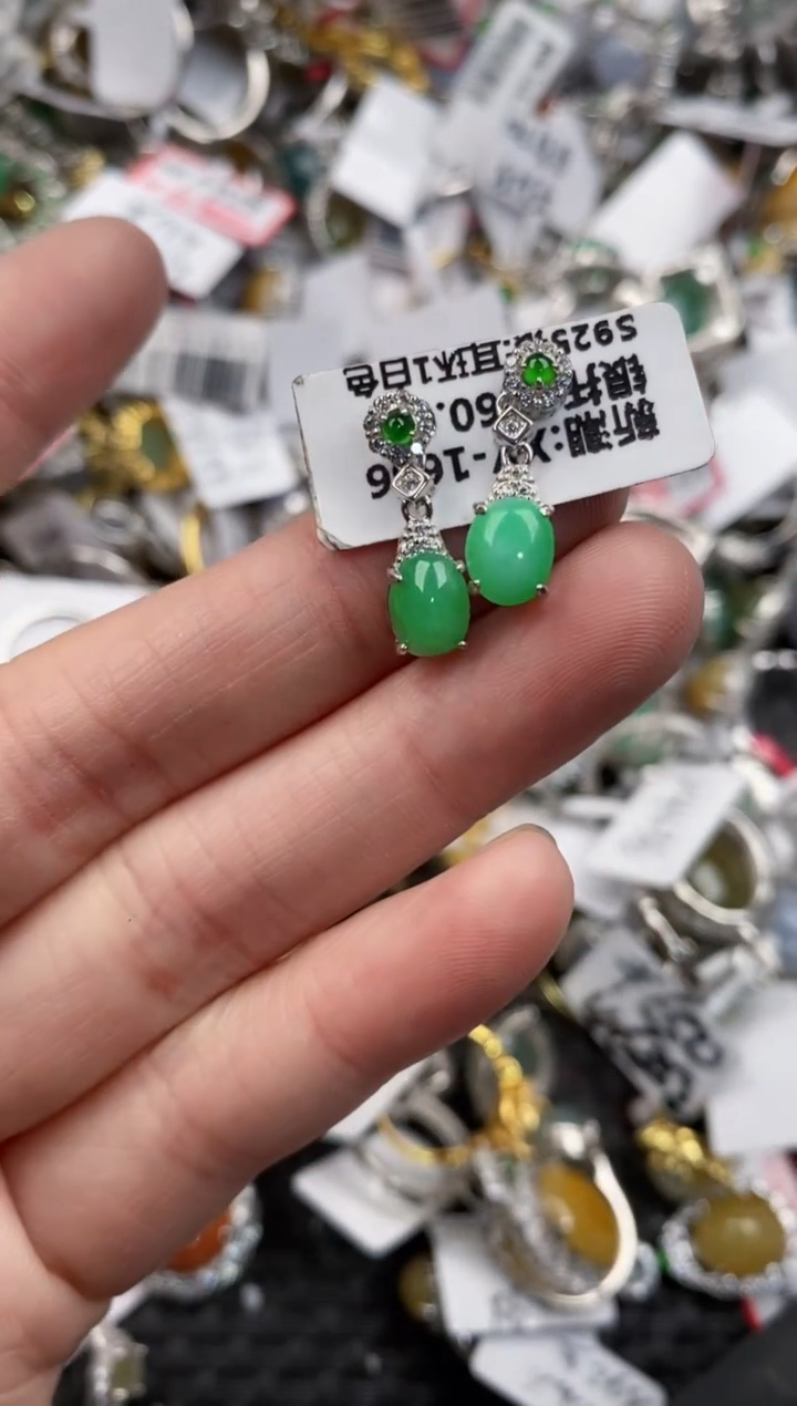 银S925镶嵌戒指翡翠444               6