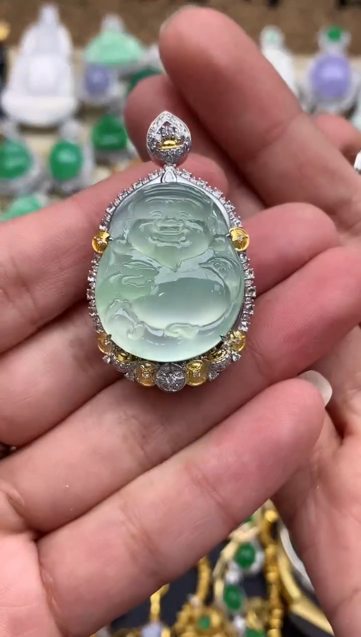 【闪购商品】翡翠颈饰18K金镶嵌513-总价17600尾款2600