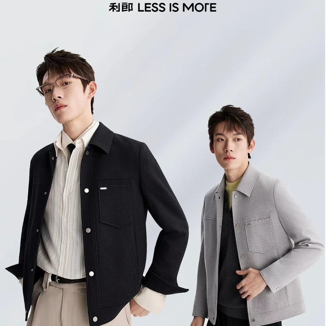 【白鸭绒+美丽奴绵羊毛】利郎青年通勤时尚百搭毛呢短款茄克 