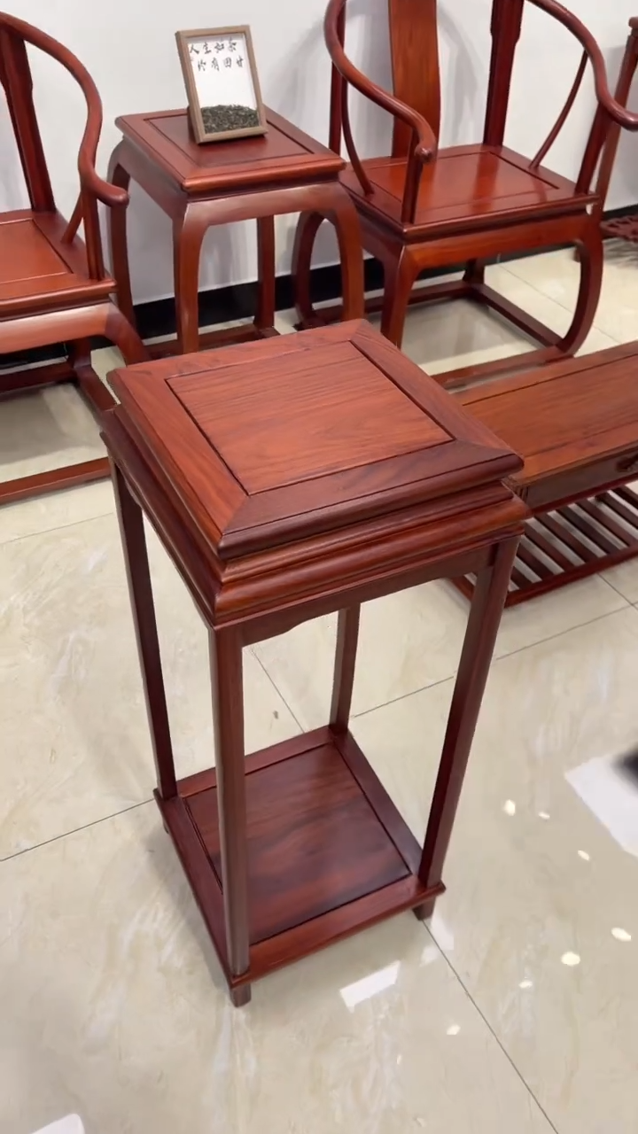 紫檀木类成套家具缅甸花梨木花架35*35*88
