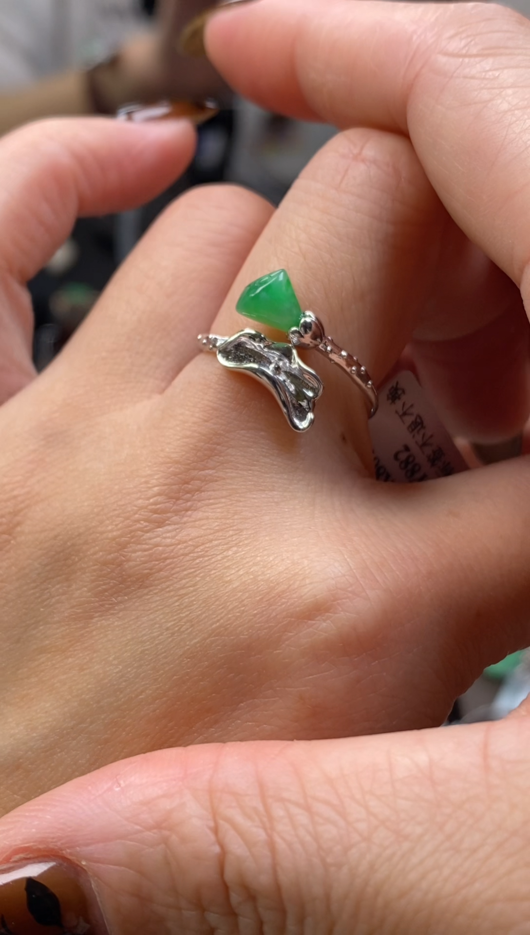 颈饰银S925镶嵌翡翠净货18175