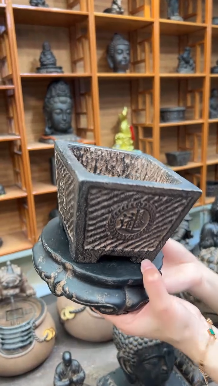陶土日进斗金盆+金箍坛底座