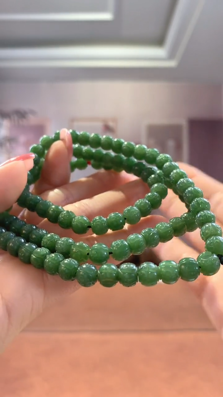 【闪购商品】和田玉珠串未镶嵌碧玉雕刻珠多圈