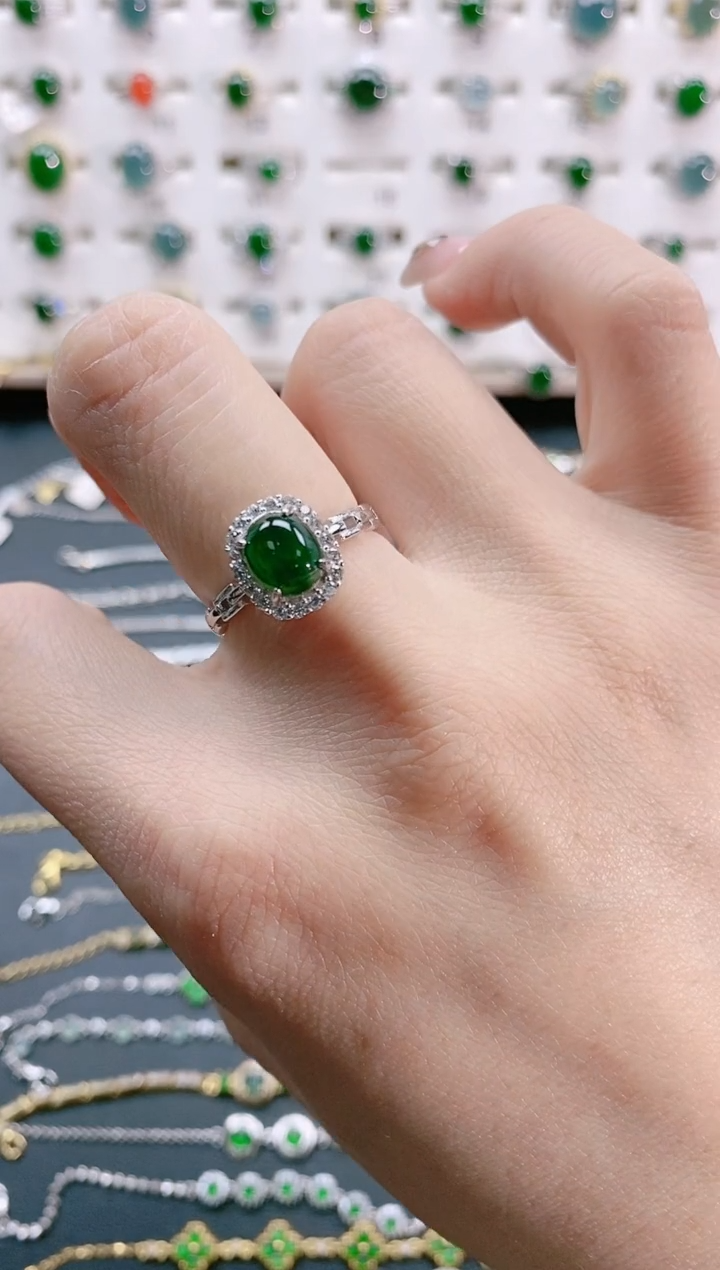 【闪购商品】翡翠戒指银S925镶嵌天然翡翠