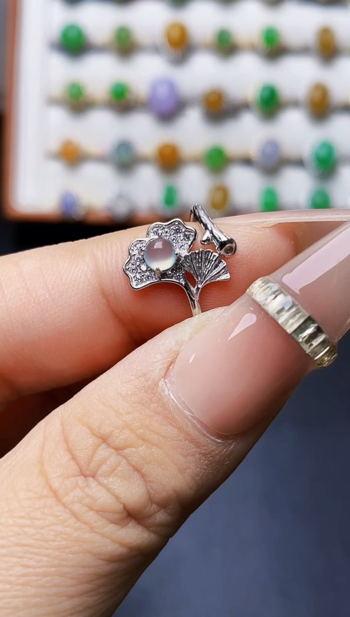 银S925镶嵌戒指翡翠4313