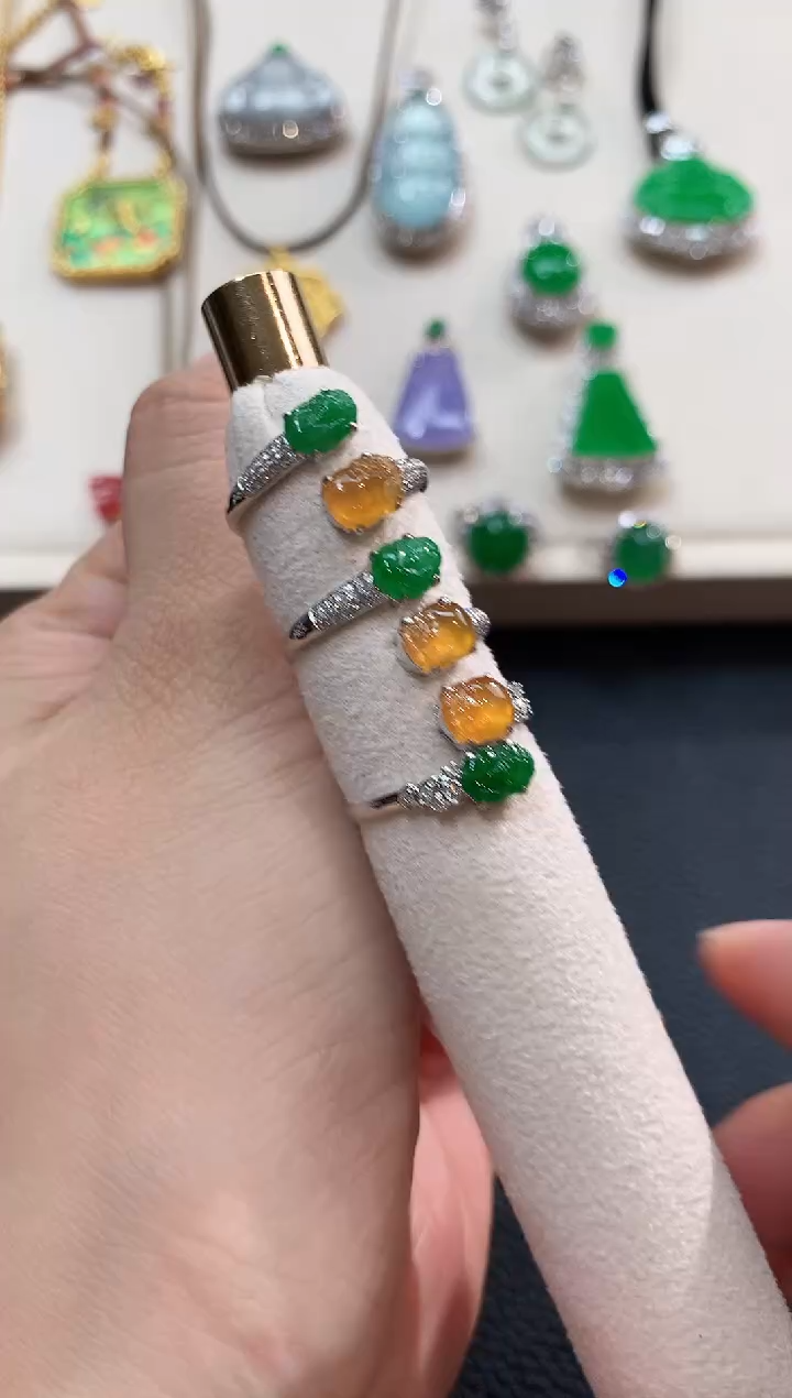 翡翠戒指18K金镶嵌b33多样性一件发货