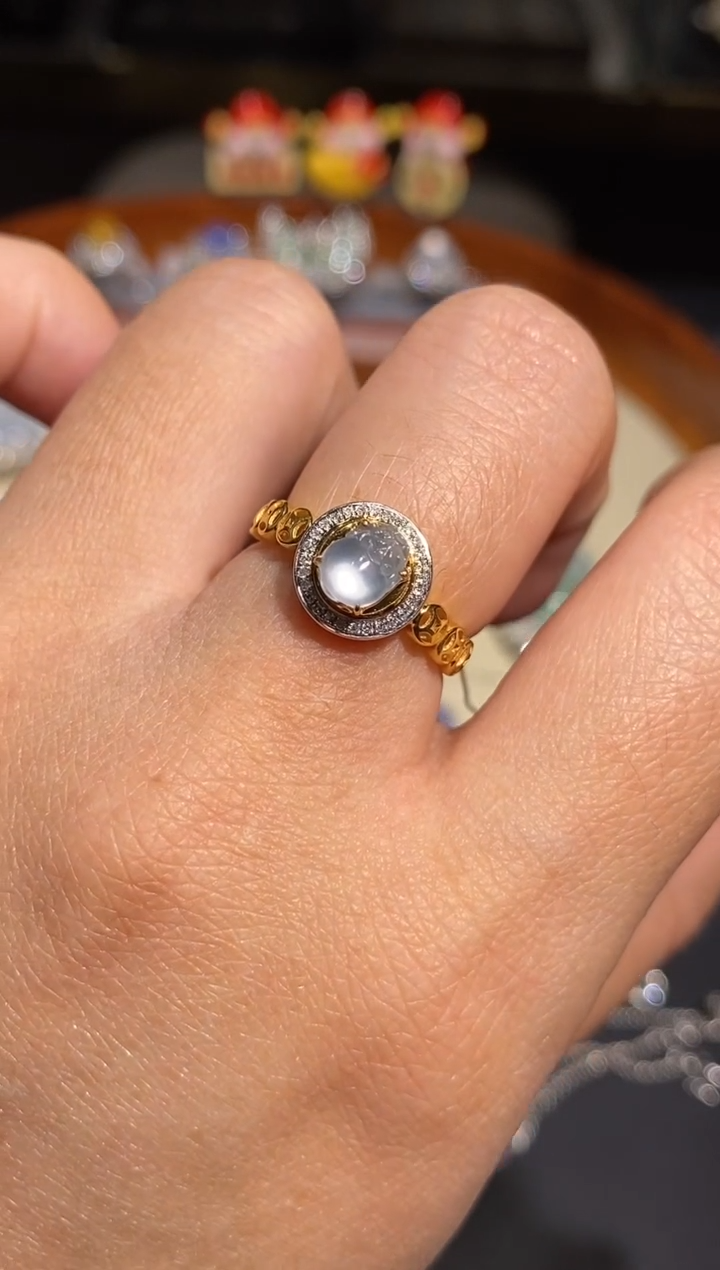 【闪购商品】翡翠戒指18K金镶嵌戒指