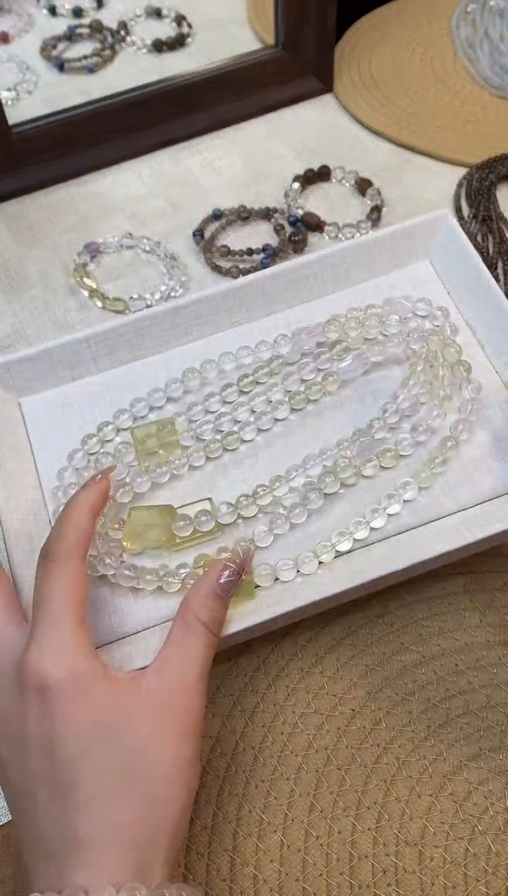 合金手链水晶《马卡龙·序曲》黄水晶粉晶设计款双圈8-9mm多样性发一