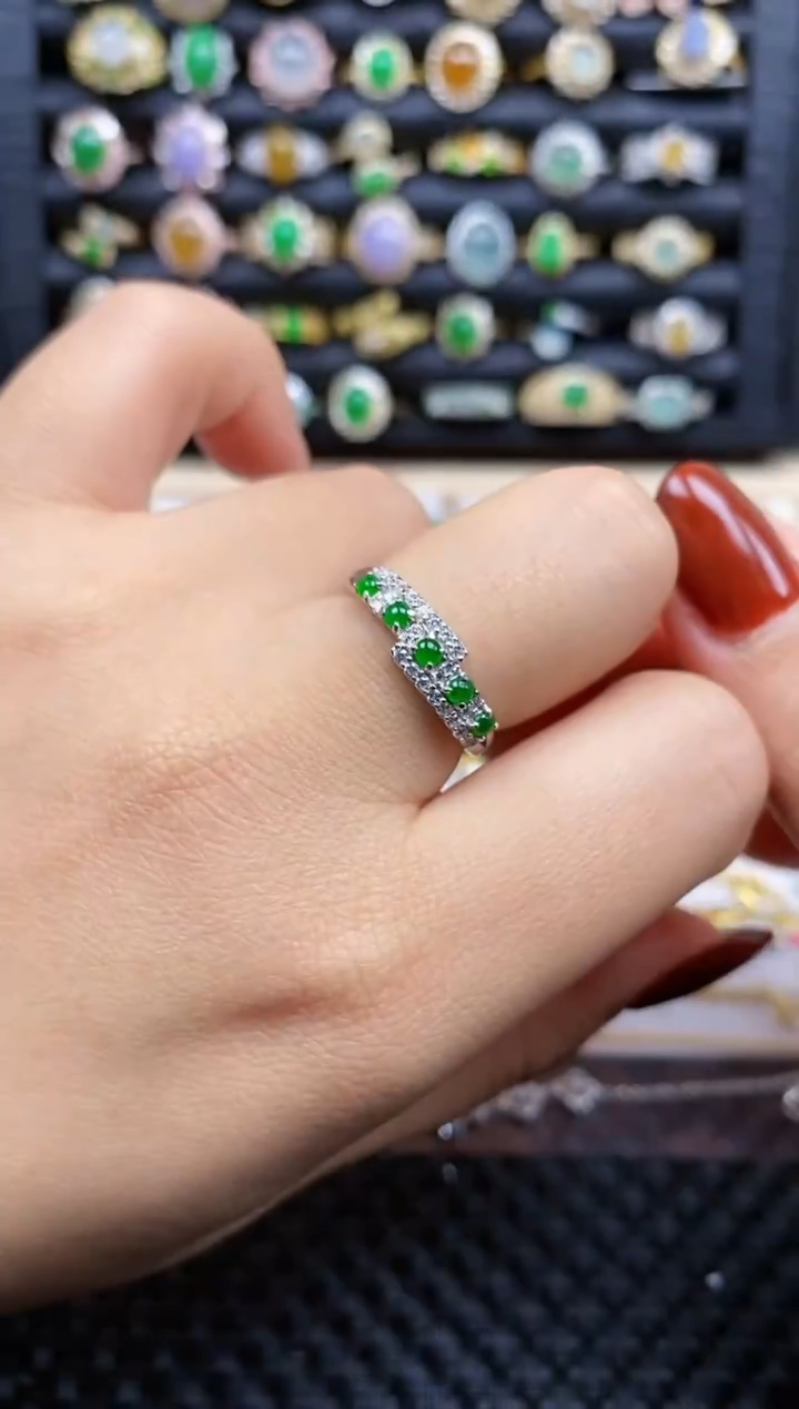 银S925镶嵌戒指翡翠292