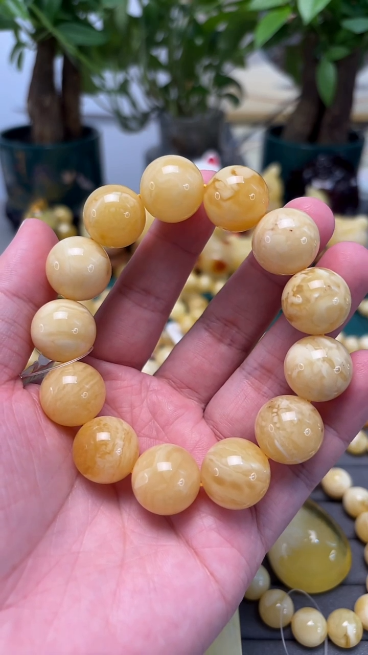 手串蜜蜡未镶嵌p65俄料浓蜡手串 41.58克 17+mm