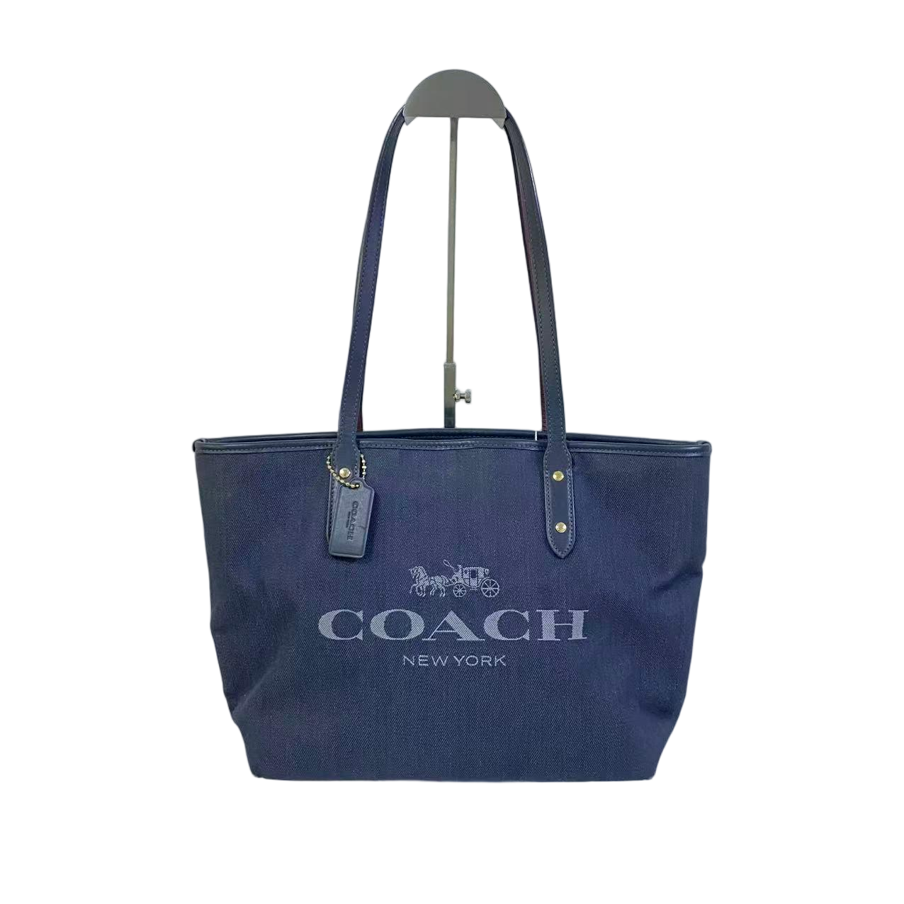 95新 COACH/蔻驰 经典牛仔帆布拼皮手提单肩托特包时尚XY-60275